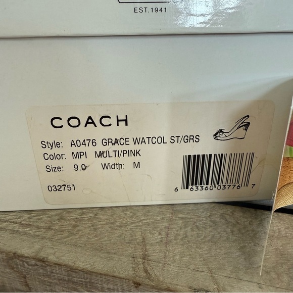 Coach Poppy Grace Watcol Multicolor Wedge Straw Collection Sandals 9 Medium - Picture 15 of 15